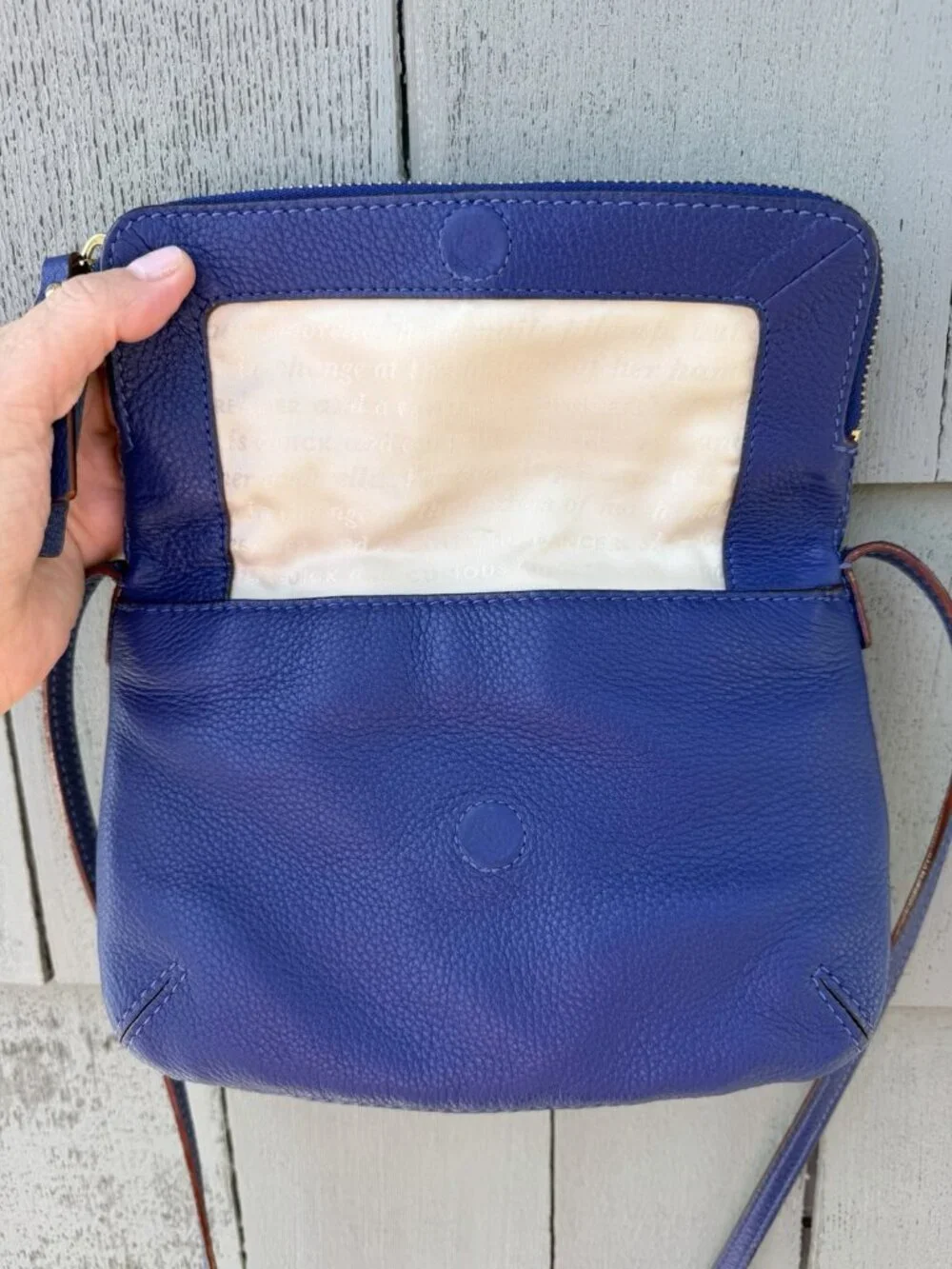KATE SPADE purple pebbled leather foldover crossbody preppy purse designer